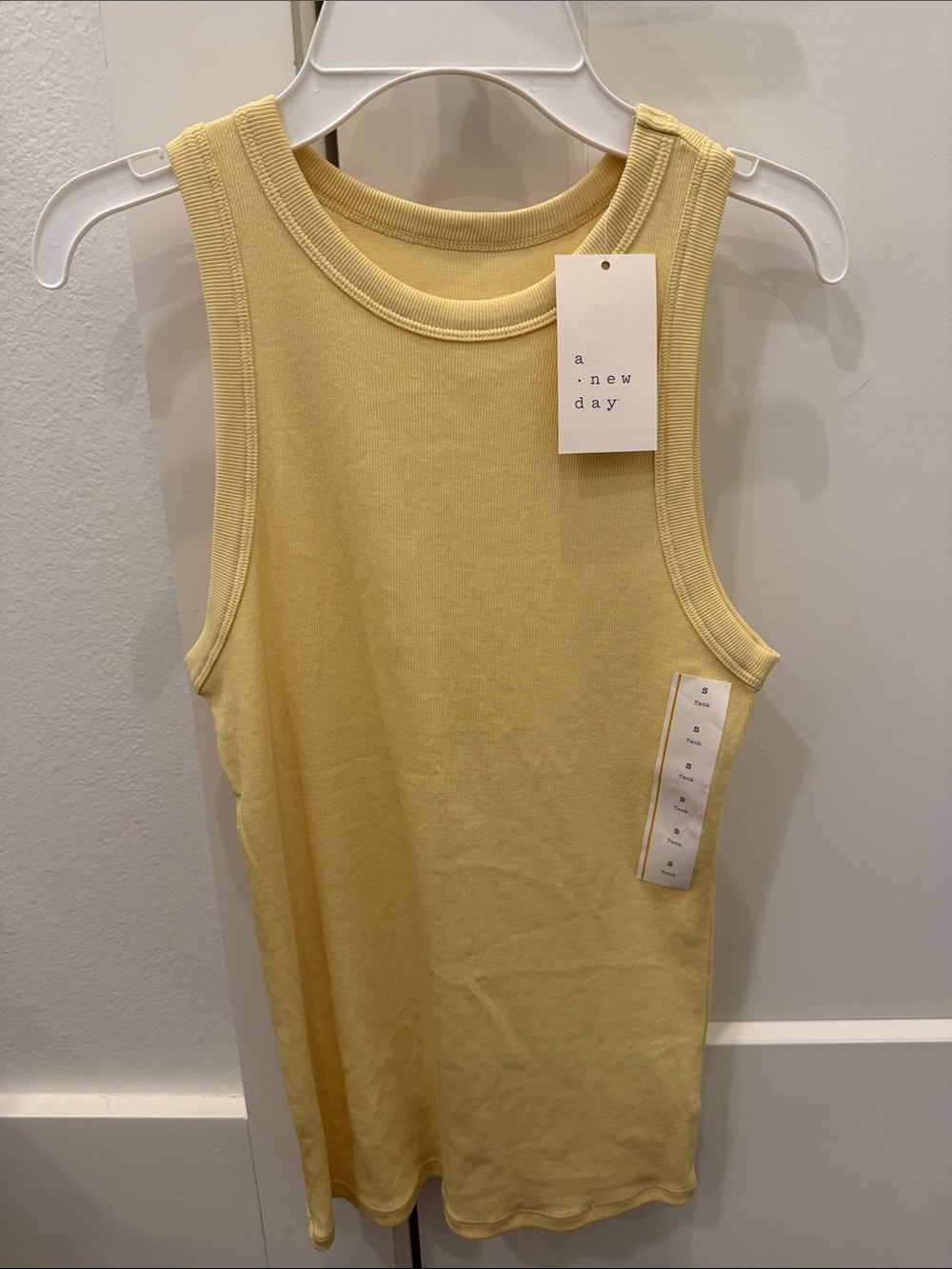 a new day Pale Yellow Ribbed Tank Top